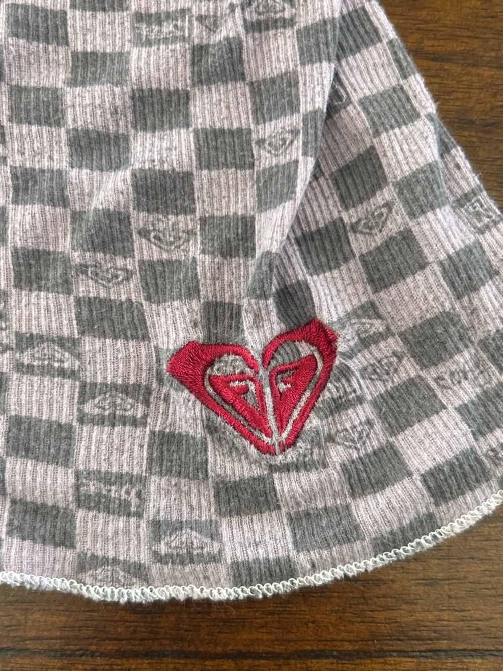 Roxy Gray & Light Purple Checkered Long Sleeve